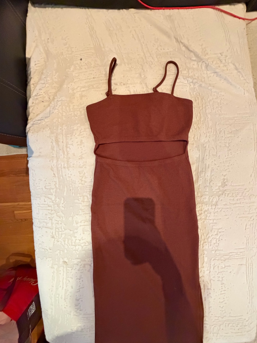 Forever 21 Rust Brown Ribbed Cutout Mini Dress